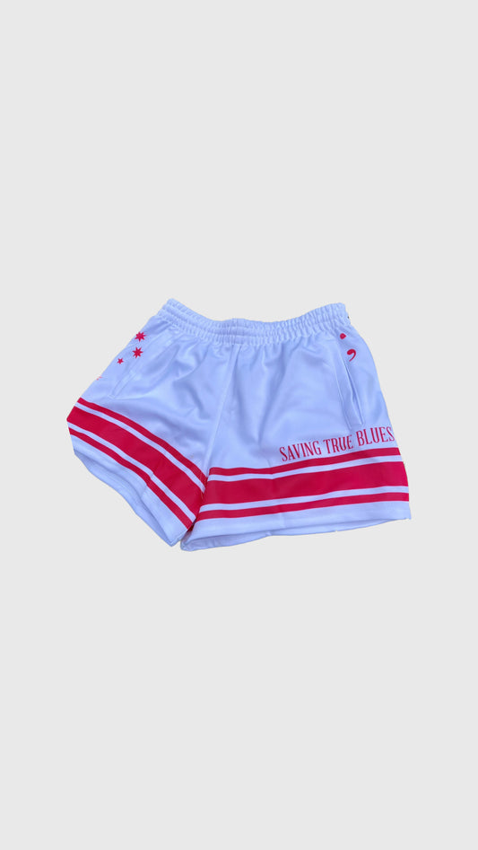 FOOTY SHORTS - WHITE & PINK